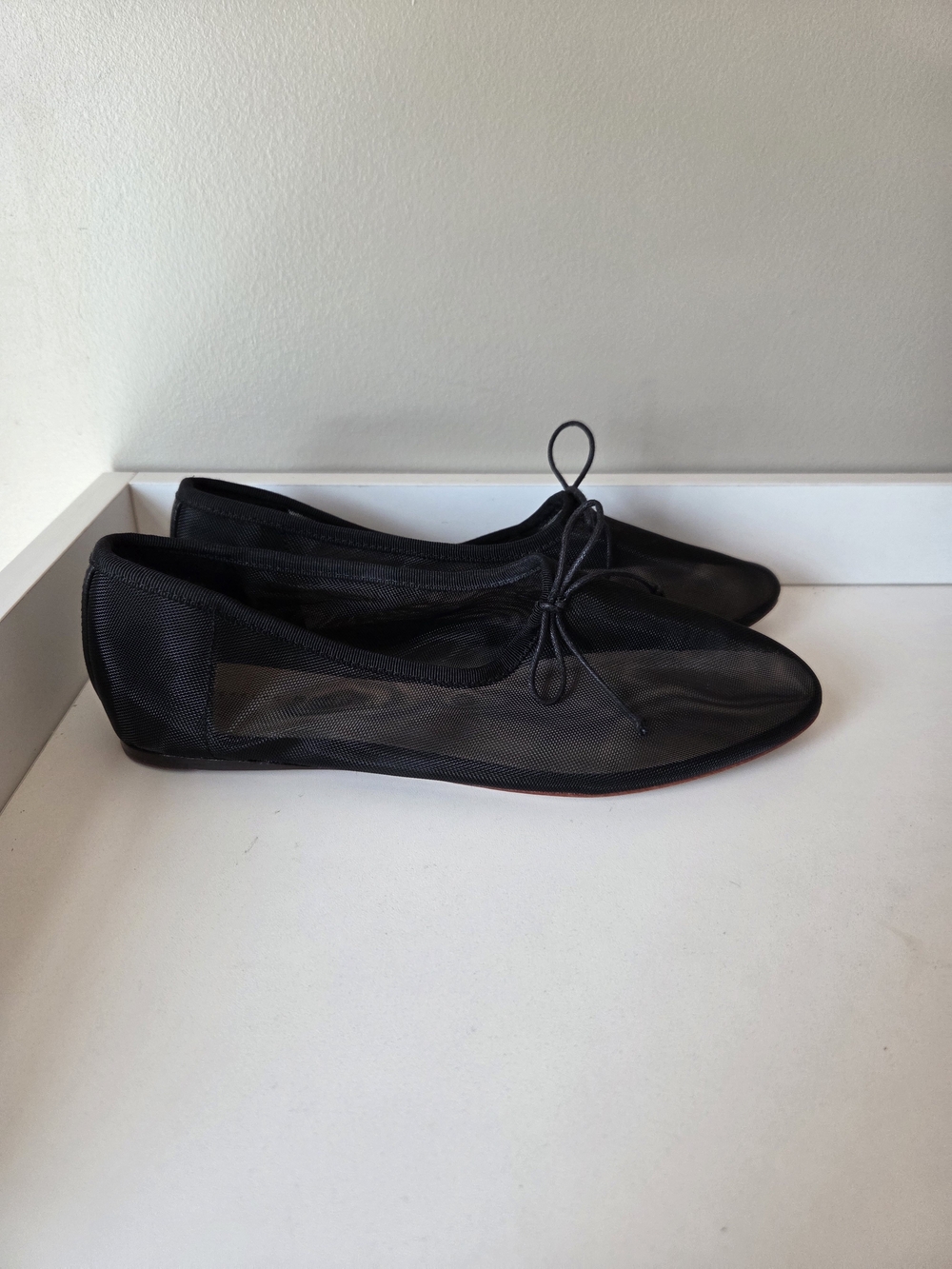Loeffler Randall Black Sheer Mesh Ballet Flats with Bow - Picture 6 of 12